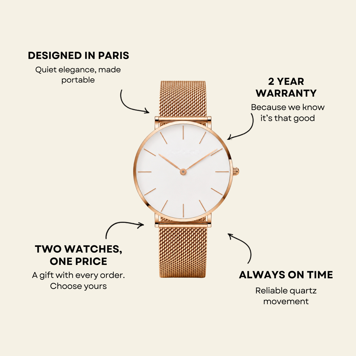 Trocadéro Watch Blush, women's watch in Blush by Aurielle Milano, image 6