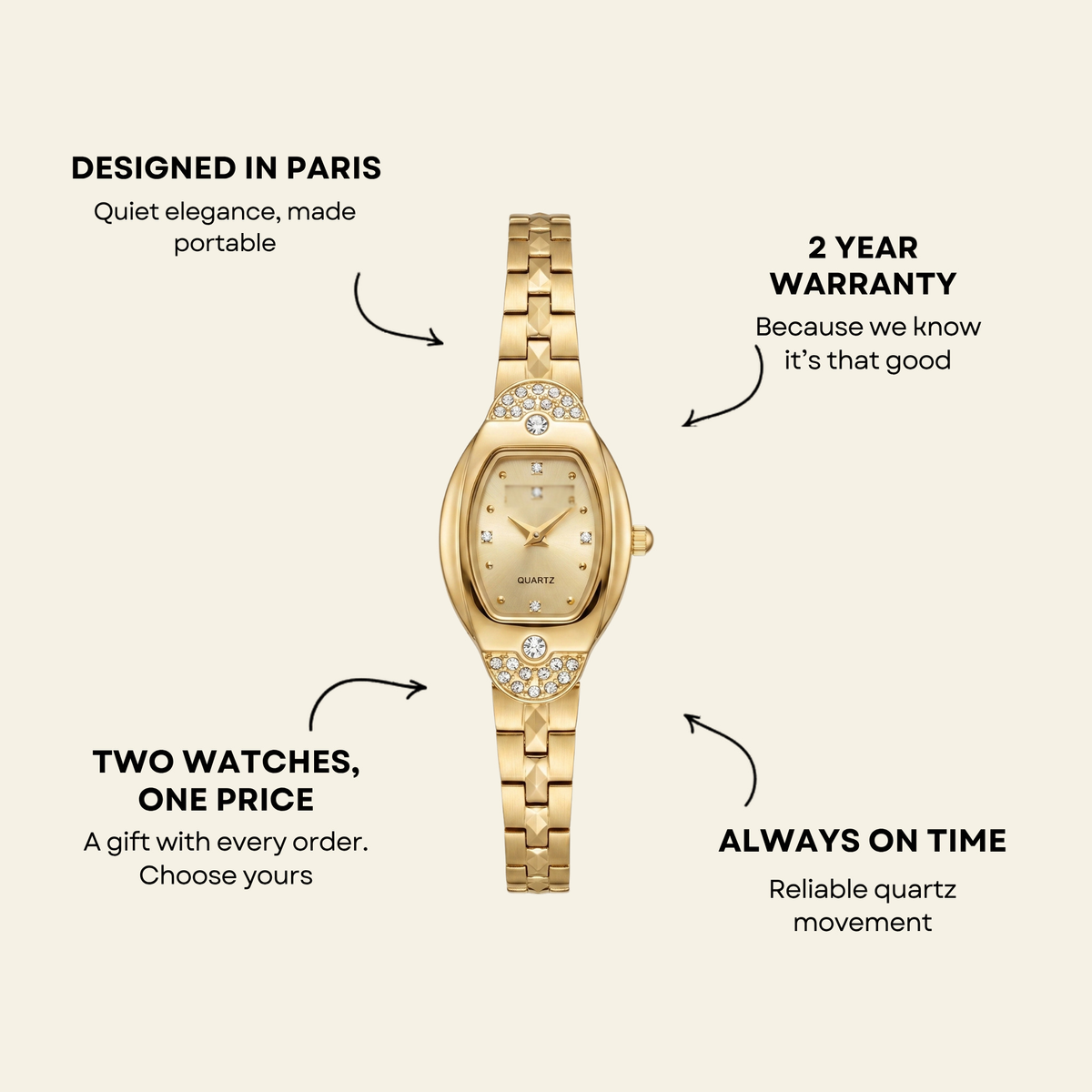 Trocadéro Watch Gold, women's watch in Gold by Aurielle Milano, image 5