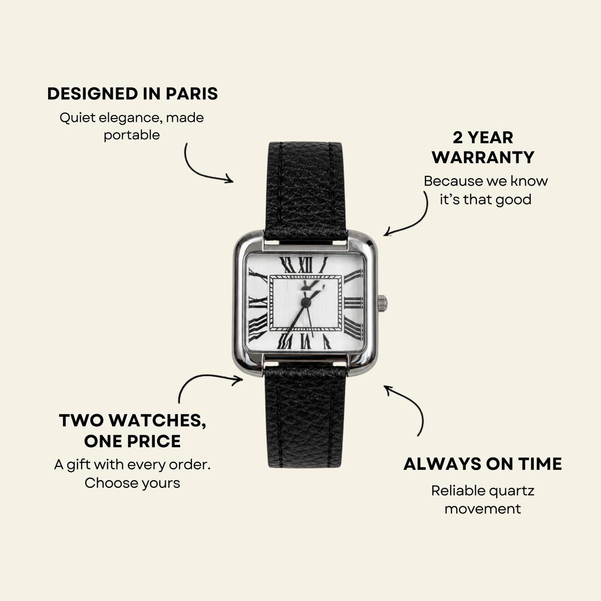 Concorde Watch Black, women's watch in Black by Aurielle Milano, image 7