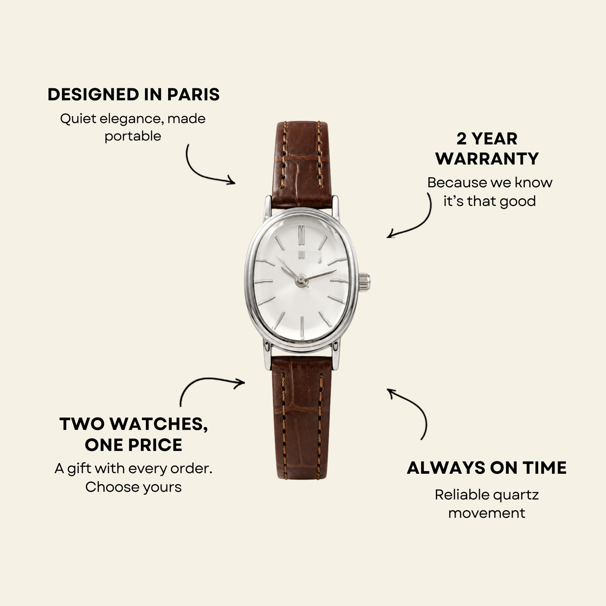 Madeleine Watch Cognac, women's watch in Cognac by Aurielle Milano, image 7