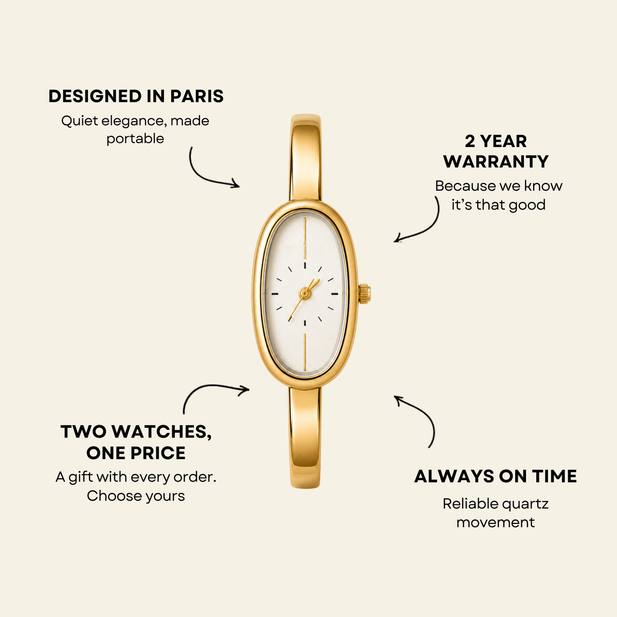 Passy Watch Gold, women's watch in Gold by Aurielle Milano, image 6