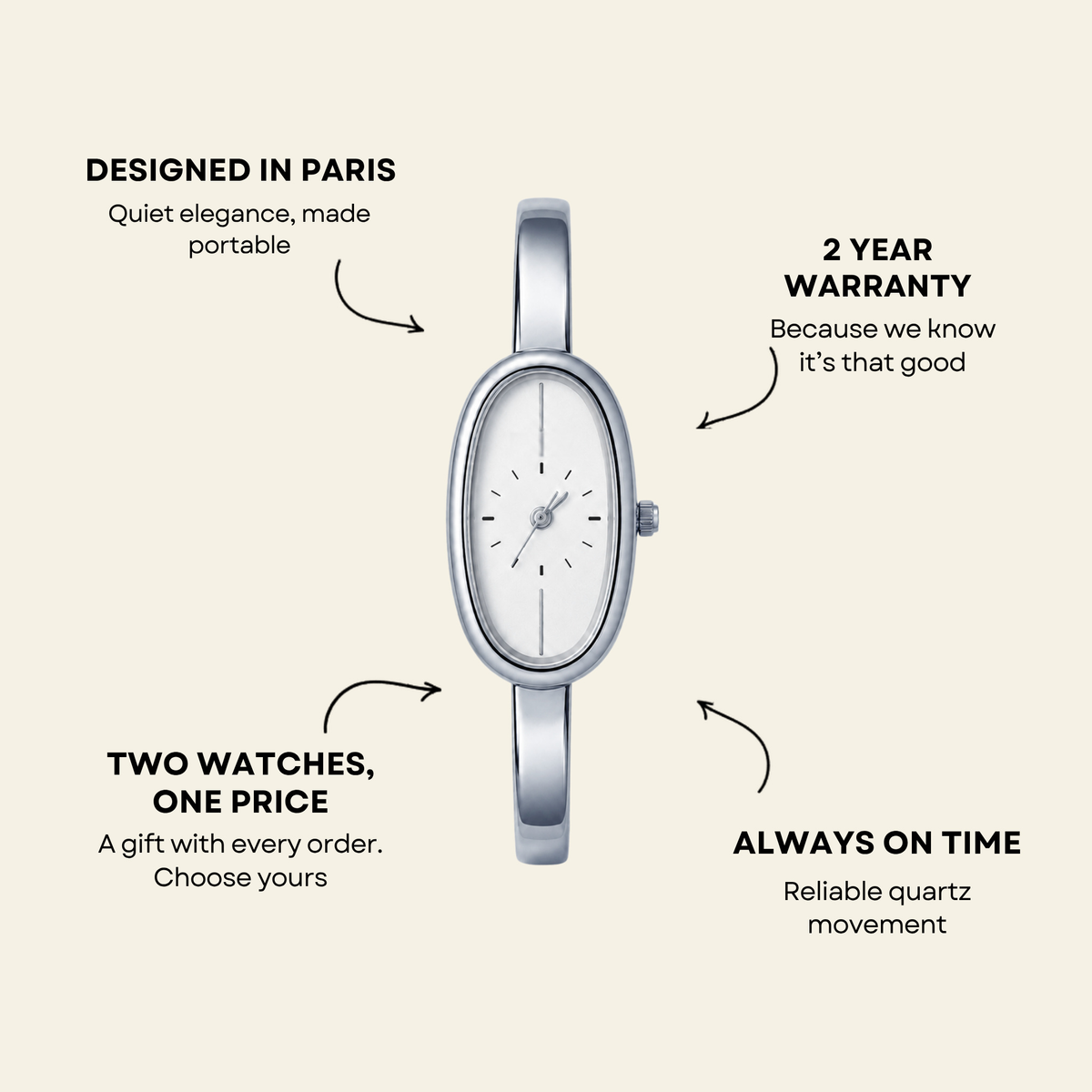 Passy Watch Silver, women's watch in Silver by Aurielle Milano, image 7