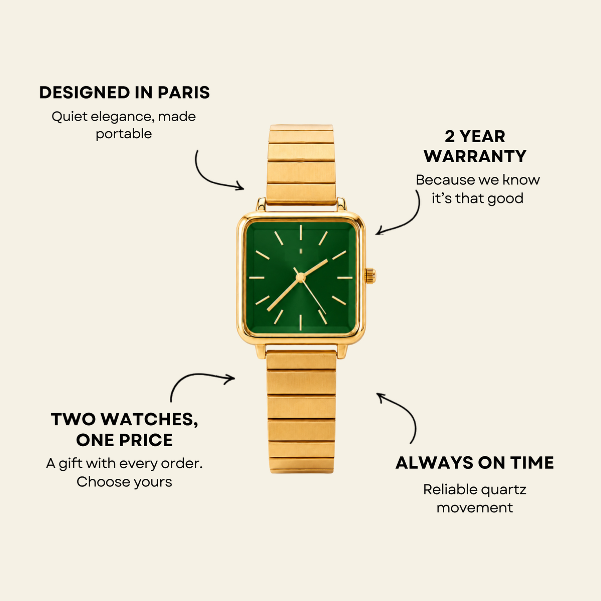 Le Marais Watch Emerald, women's watch in Emerald by Aurielle Milano, image 5