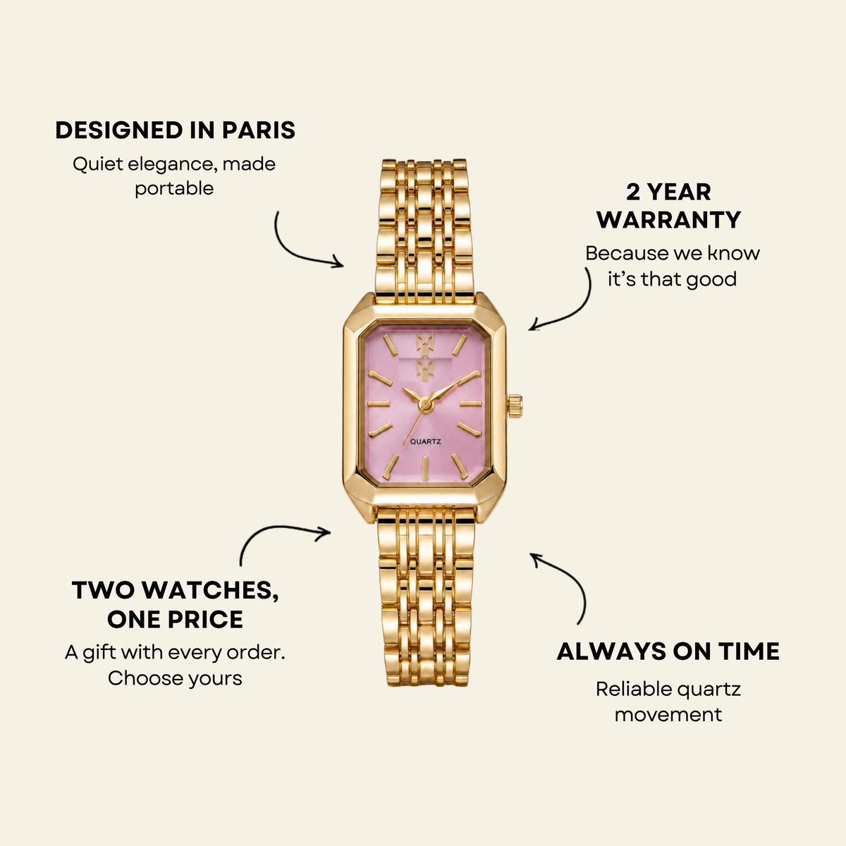 Le Marais Watch Petal, women's watch in Petal by Aurielle Milano, image 6