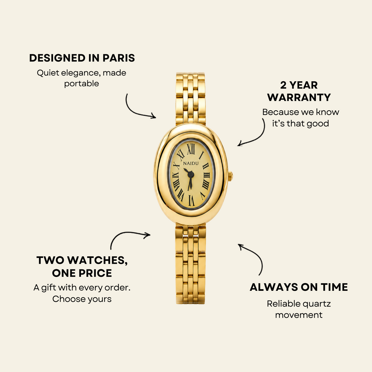 Opéra Watch Gold, women's watch in Gold by Aurielle Milano, image 4